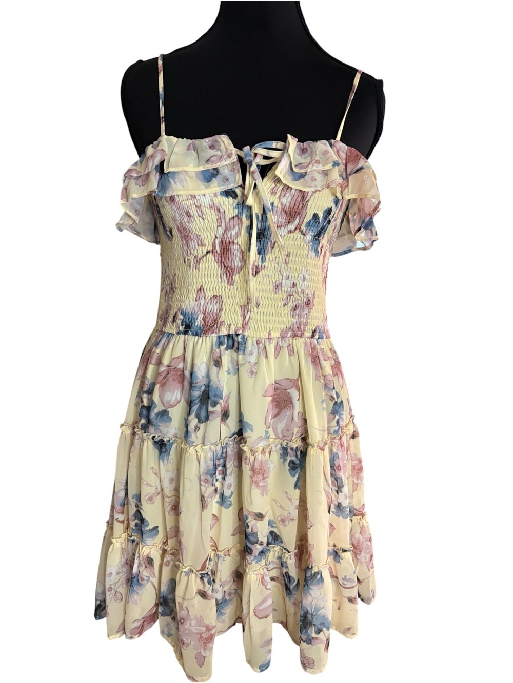 Francesca's Floral Smocked Tiered Mini Dress Size M | Worn Once